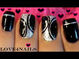 Uñas acrílicas 30 diseños sencillos para decorarlas paso a paso. Arte De Unas Facil Y Sencillo Negro Y Plateado Youtube