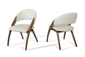 Modrest Lucas Mid Century Cream Walnut Dining Chair
