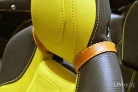 virage aston martin matte black grey with yellow and black interior car interior upholstery car upholstery car seats