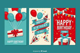 Childrens birthday invitation template with photo. Free Vector Birthday Card Collection In Flat Style