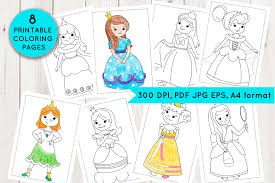 Select one of 1000 printable coloring pages of the category disney. Princess Coloring Pages By Nesterova S Shop Thehungryjpeg Com