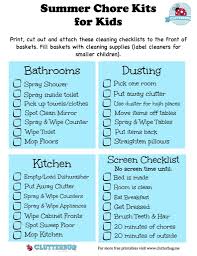 Summer Chore Kits And Screen Time Checklist For Kids Kids