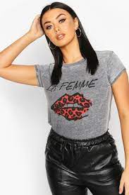Women S La Femme Lips Acid Wash T Shirt Boohoo Uk