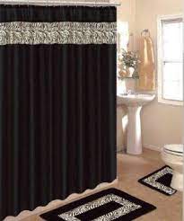 Amazon Com 4 Piece Bath Rug Set 3 Piece Black Zebra Bathroom Rugs With Fabric Shower Curtain And Mat Zebra Bathroom Zebra Bathroom Decor Shower Curtain Decor