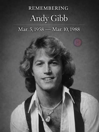 REMEMBERING Andy Gibb ❤️ March 5, 1958 — March 10, 1988 On what would have  been his 68th birthday, we celebrate the life and talent of Andy Gibb and  wish him a
