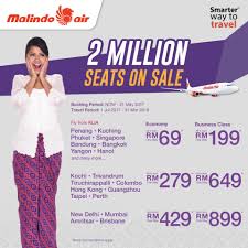 The name malindo has been derived from the names malaysia and indonesia. Malindo Air Sale Kl Penang Rm69 Langkawi Rm79 Kuching Rm99 Other Destinations Booking Until 21 May Travel 1 July 2017 31 March 2018 Harga Runtuh Durian Runtuh