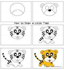Drawing pictures using letters is a fun way for children to work on forming letters and reinforcing beginning letter sounds. How To Draw A Cute Little Tiger Easy For Kids Cute Easy Drawings
