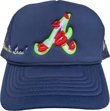 This atlanta braves new era fitted cap is the perfect hat and the closest to match. Atlanta Braves Lips Embroidered Blue Trucker Hat Incorporated Style