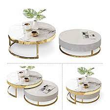 I recommend the white glove delivery and they did a nice job. Buy Homary White Round Coffee Table With Storage White Faux Marble Nesting Coffee Table With Rotatable Drawers Online In Indonesia B085rh3hqk