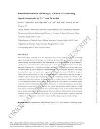 Information on chemical, ingredient and raw material distributors in the china. Pdf Direct Transformation Of Dinitrogen Synthesis Of N Containing Organic Compounds Via N C Bond Formation