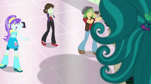 My little pony equestria girls: 2094173 Safe Screencap Aqua Blossom Juniper Montage Sandalwood Sophisticata Equestria Girls Mirror Magic Spoiler Eqg Specials Background Human Canterlot Mall Cellphone Clothes Coffee Female Giantess Juniper Monstar Macro Male Pants
