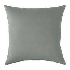 Ikea Sanela Cushion Cover Cotton Velvet Gives Depth To The Color And Is Soft To The Touch The Zipper Makes T Green And Grey Calm Living Room Ikea Australia