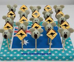 Australia Themed Koala And Kangaroo Cakepops By Taartamorgana Nl Australia Day Celebrations Aussie Christmas Australia Party