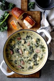Creamy Potato Kielbasa And Kale Soup In 2020 Homemade Soup Recipe Homemade Soup Kale Soup
