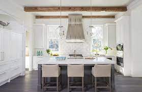 Maybe you would like to learn more about one of these? Tan Slipcovered Counter Stools At Gray Center Island Transitional Kitchen