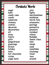 Christmas Word List Christmas Pictionary Christmas Words Pictionary Words
