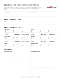 Is the extinguisher located in its designated location? Monthly Fire Extinguisher Inspection Forms Iscout