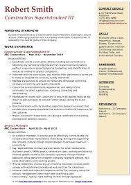 construction superintendent resume