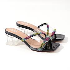 Поръчка Дамски обувки 2020 лято crystal дебел ток дамски чехли на висок ток  квадратен чорап дамски обувки и сандали с кристали - Дамски обувки /  Products-Brand.cyou