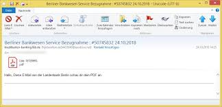 Berliner Bankwesen Service Bezugnahme 50745832 24 10 2018 Von Kreditkarten Banking Lbb De Fejkbewfew De54455040 Exodrive Net Ist Phishing Vorsicht E Mail