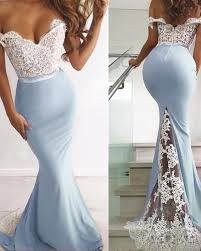 Light Blue Lace Mermaid Off The Shoulder Long Dress Long Bridesmaid Dresses Mermaid Bridesmaid Dresses Prom Dresses Long