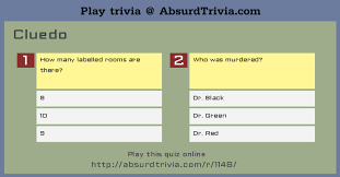 Take this quiz to see if you can identify these board games. Trivia Quiz Cluedo