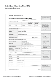 Individual Education Plan Iep Annotated Sample Individual Education Plan Education Plan Personalized Learning Plan