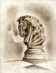 horse knight chess piece drawing sketch tattoo design | Dibujos de ...