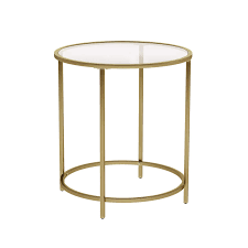 Juniper displays a sleek mink brown finish on all tables. Vasagle Round Side Table Glass End Table With Metal Frame Small Coffee Accent Table Bedside Table Modern Style For Living Room Balcony Bedroom Gold Ulgt20g Buy Online In Bosnia And Herzegovina At