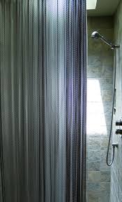 This Home Uses Cascade Coil As A Modern Shower Curtain Modern Shower Curtains Unique Shower Curtain Shower Curtains And Accessories