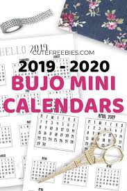 Free 2019 2020 Bullet Journal Calendar Printable Stickers Cute Freebies For You Bullet Journal Calendar Printable Calendar Stickers Bullet Journal Free Printables