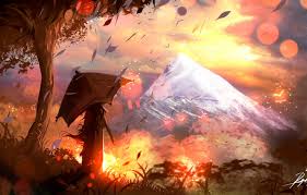 Checkout high quality fantasy landscape wallpapers for android, desktop / mac, laptop, smartphones and tablets with different resolutions. Wallpaper Girl Fantasy Trees Landscape Sunset Umbrella Mountains Leaves Painting Artist Artwork Fantasy Art Painting Art Ryky Images For Desktop Section Zhivopis Download