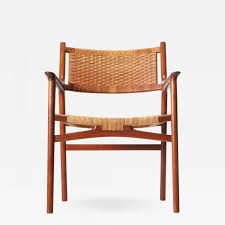 Hans Wegner Teak Armchair With Caned Seat And Back