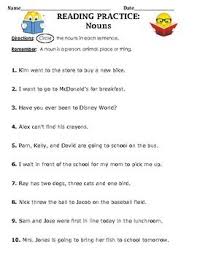 Lesson Plan Reading Comprehension What Is A Noun Reading Comprehension Nouns Reading Comprehension Activities