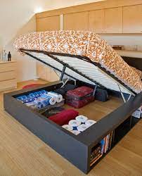 To make it easy, i put together a video to accompany the one handle also goes at the head of the bed frame to support the mattress when the platform is lifted. Elegant Queen Size Platform Bed With Storage Underneath The Mattress Small Space Bedroom Bed Frame With Storage Diy Platform Bed
