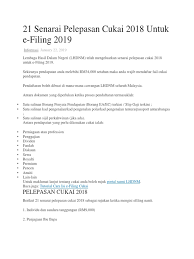 February 26, 2019 by afzalayoub. 21 Senarai Pelepasan Cukai 2018 Untuk E