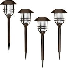 Sunwind Outdoor Led Solar Lighting 4 Pack Bronze Outdoor Path Lighting Led Solar Powered Garden Land Outdoor Path Lighting Outdoor Light Fixtures Path Lights