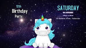 Undangan Video Pesta Ulang Tahun Unicorn Templat Postermywall