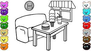 In this video we are going to show you how to draw a restaurant in step by step and color them properly. Fast Food Restaurant Coloring Pages Youtube