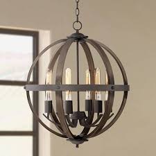 Kimpton 6 Light 21 Wide Dark Bronze Orb Chandelier 1f061 Lamps Plus Orb Chandelier Led Light Fixtures Rustic Chandelier