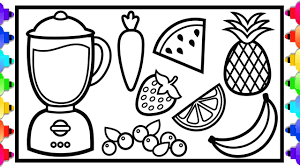 How To Draw And Color Atoy Blender And Fruit Juice For Kids Yummy Food Coloring Pages Unicorn Foods Disney Coloring Pages