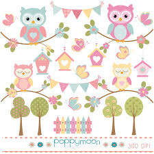 Garden Owl Butterflies And Trees Digital Clip Art Set Digital Clip Art Set Owl Clip Art Digital Clip Art