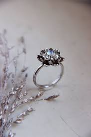 Moonstone Engagement Ring White Gold Ring Lotus Ring Moonstone Ring Flower Ring Blue Gemstone Ring Proposal Ring Flower Ring Unique Lotus Engagement Ring Moonstone Engagement Ring Blue Gemstone Rings