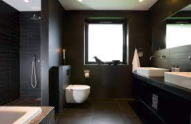 I wanted to include 3 angles taken from varying distances so you can see the the custom shower of this modern bathroom design features glass walls with black hardware. Modern Small Bathroom Black Novocom Top
