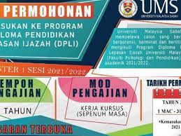 Utama berita terkini permohonan kemasukan pelajar tingkatan 1 ambilan 2021. Tawaran Program Diploma Pendidikan Lepasan Ijazah Dpli Ums Sesi 2021 2022 Edu Bestari