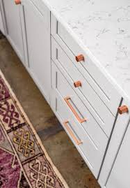 Rose Gold Accents In Unique Gray Kitchen Rose Gold Kitchen Gold Kitchen Modern Grey Kitchen