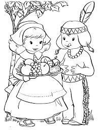 Thanksgiving Pilgrim And Indian Color Page Thanksgiving Color Thanksgiving Coloring Sheets Thanksgiving Coloring Book