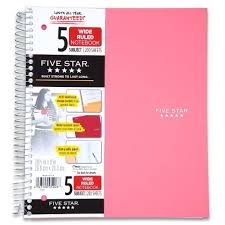 Amazon Com Five Star Wirebound Notebook 5 Subject 200 Wide Ruled Sheets 10 5 X 8 Inch Sheet Size College Rule Middle School Supplies High School Supplies