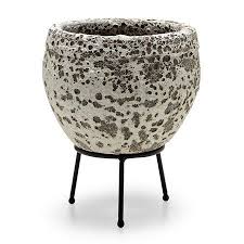 Modrn Refined Industrial Ceramic Planter With Metal Stand Walmart Com Walmart Decor Outdoor Pots Ceramic Planters