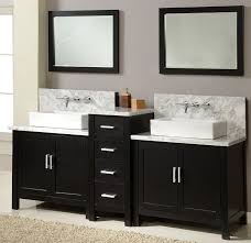 84 Inch Horizon Double Bathroom Vanity Sink Console With Ebony Finish Perfectly Combines S Double Vanity Bathroom Black Vanity Bathroom Bathroom Vanity Designs